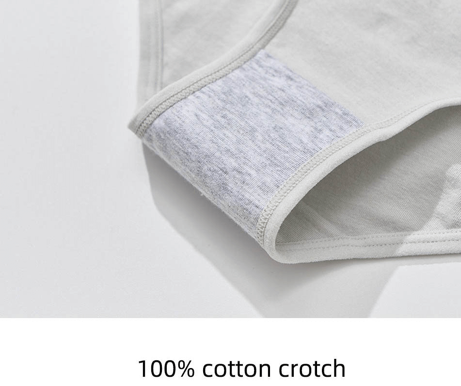 Close-up of women's sports underwear showcasing 100% cotton crotch for comfort and breathability.
